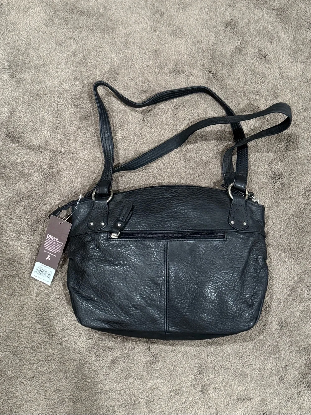 NWT Stone Mountain “Rio Grande” Purse Genuine Leather Shoulder Bag - Black
